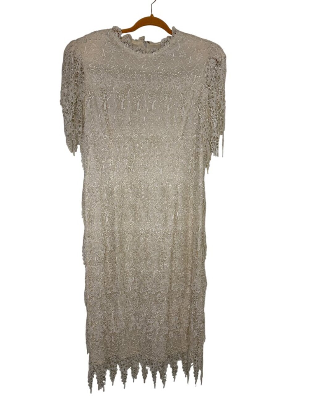 Cattiva Vintage Lace Dress Tiered Doily Ivory Midi Art Deco Retro 20s 16